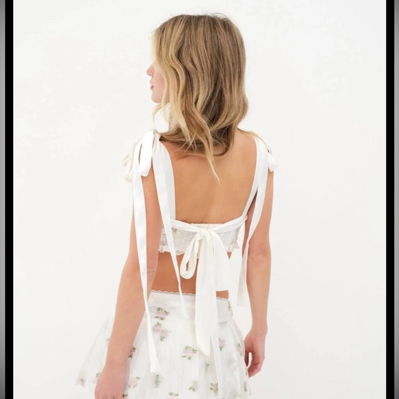 For Love And Lemons White Lace Crop Top - Picture 2 of 3